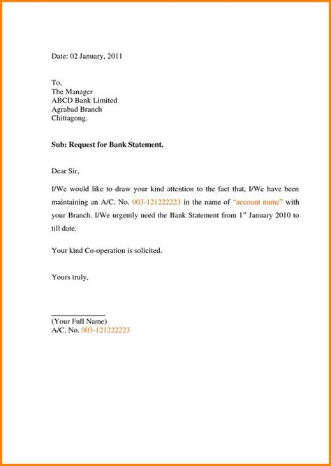 write application letter bank request statement