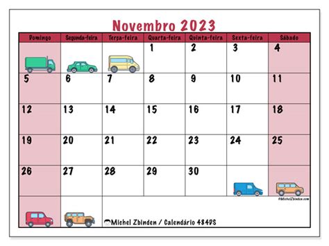 Calendário De Novembro De 2023 Para Imprimir “484ds” Michel Zbinden Br