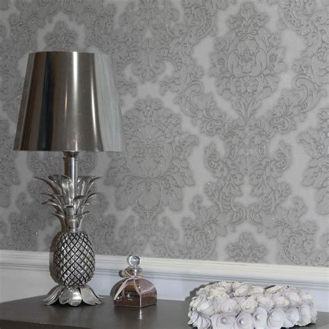 Arthouse Vicenza Damask Wallpaper Feature Wall Taupe Grey Black