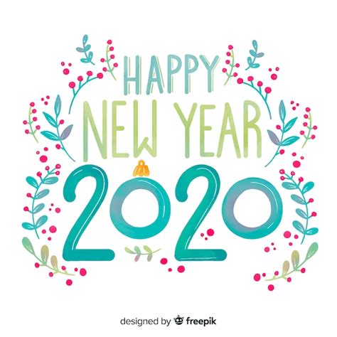 Schriftzug Frohes Neues Jahr 2020 Kostenlose Vektor