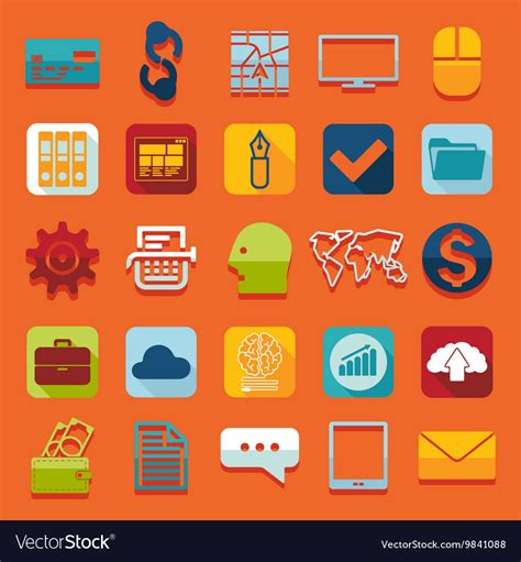 Set Of Business Flat Icons Royalty Free Vector Image