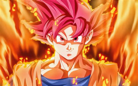 Download Super Saiyan God Goku Dragon Ball Red Head 1920x1200