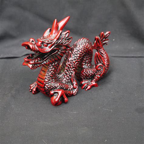 Vintage Red Resin Dragon Chinese Dragon Resindragon Statuesculpture