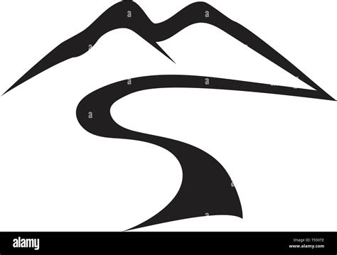 Minimalist Landscape Mountain Logo Design Inspiration Stock Vector