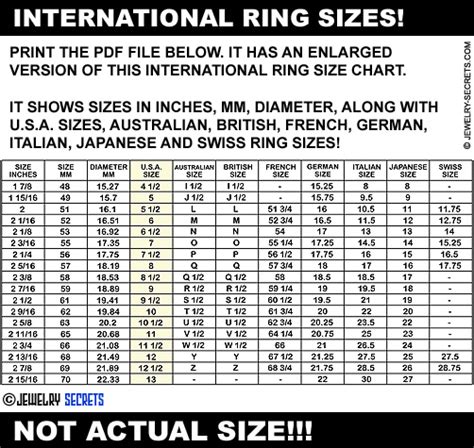 Ring Size Chart How To Measure Ring Size With Video Ring Size Chart