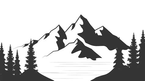 Premium Vector Landscape With Silhouettes Of Mountains And Mountain