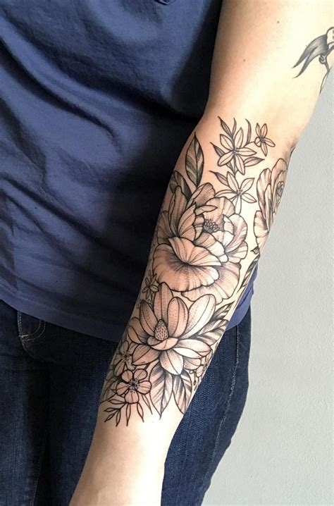 Floral Half Sleeve Completion By Leah B At Waukesha Tattoo Co In