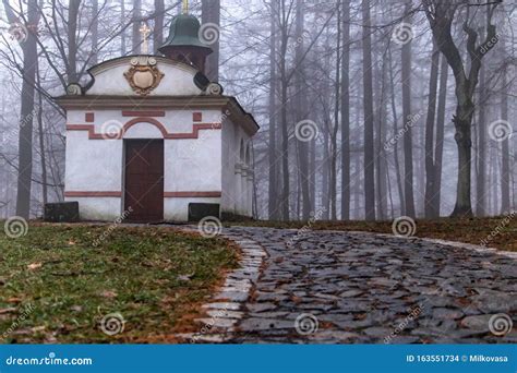 Chapel With Stone Path In Forest With Fog Stock Photo Image Of Light