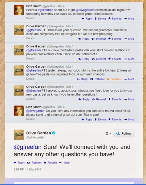 Olive garden has a gluten free menu items for those with restricted diets. Gluten-Free Fun