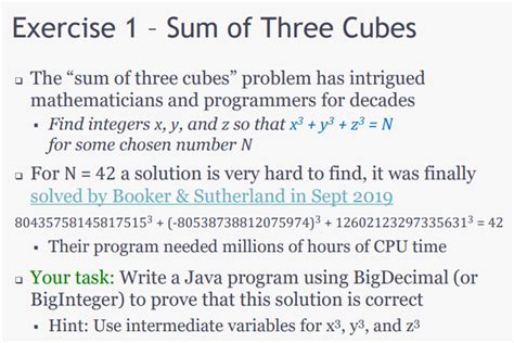 Solved Exercise 1 Sum Of Three Cubes The Sum Of Three