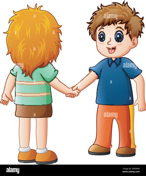 Boy And Girl Shaking Hands Stock Vector Images Alamy