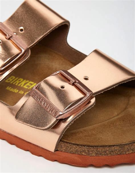 Birkenstock Birkenstock Arizona Metallic Leather Copper Flat Sandals