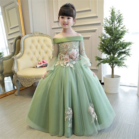 2019new European Luxury Girls Party Princess Dress Kids Embroidered