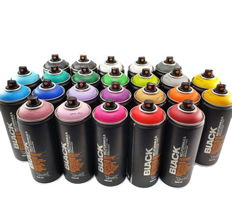 Montana Black 400ml Spray Paint 24 Pack Complete Artist Set Infamyart