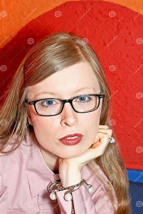 Blonde With Glasses Stock Image Image Of Lips Beauty 3169455