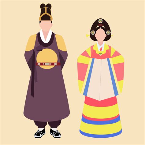 Men And Women In Beautiful Korean Traditional Clothes Hanbok