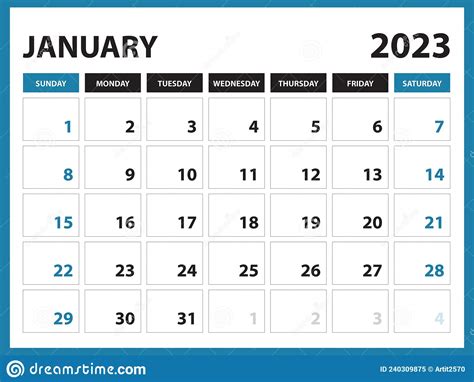 January 2023 Calendar Printable Calendar 2023 Template Planner Design