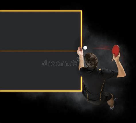 Man Playing Ping Pong Top View Copy Space Background Stock Image