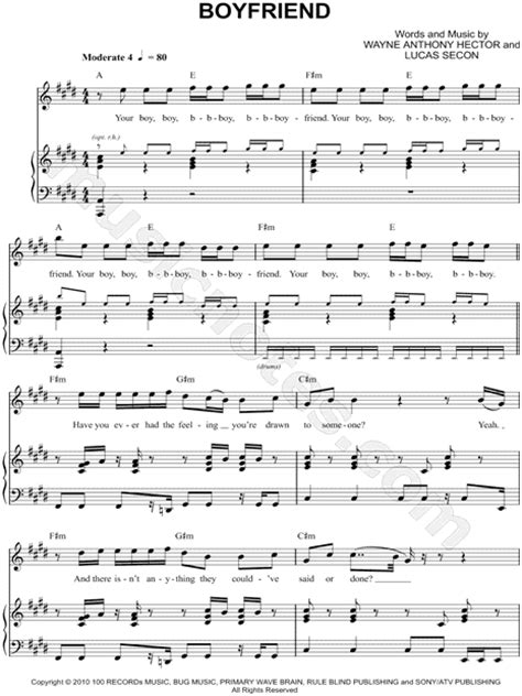 Samples tagged with piano note. Big Time Rush "Boyfriend" Sheet Music in E Major ...