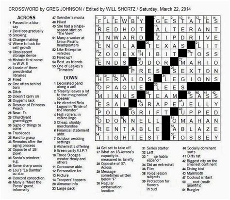 The New York Times Crossword In Gothic 032214 — The Saturday Crossword
