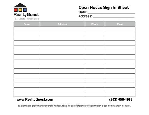Printable Sign In Sheet For Open House Askworksheet