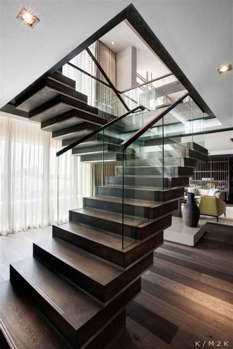 These trendy staircase interior design are fully customizable options. luxus penthouse wohnung zwei etagen holz treppen glas geländer | Penthouse wohnung, Penthouse ...