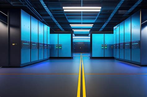 Premium Ai Image A Futuristic Blue Server Room