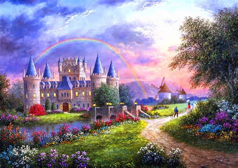 Ineraray Castle Art Colorful Rainbow Bonito Spring Fairytale Sky