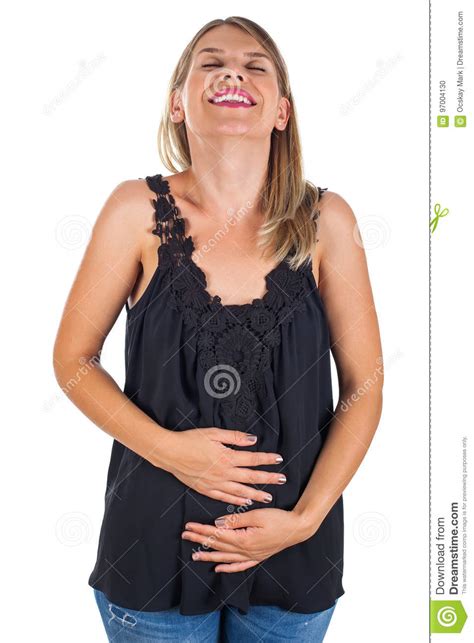 Happy Pregnant Woman In First Trimester Isolated Stock