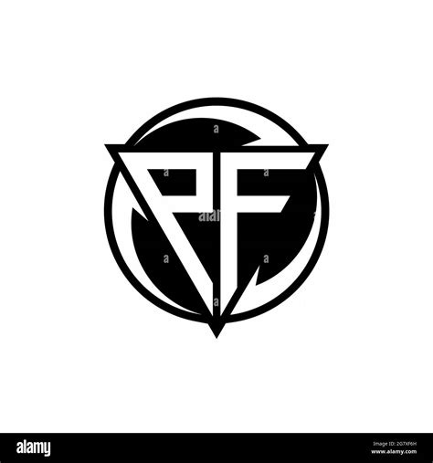 Pf Logo With Triangle Shape And Circle Rounded Design Template Isolated