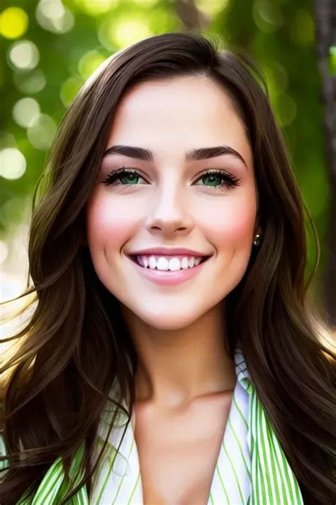 Dopamine Girl Pretty Sweet Faced Brunette With Green Eyes Smiling