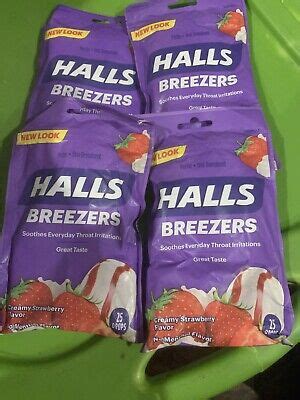 X Ct Halls Breezers Creamy Strawberry Cough Drops Menthol Free T Ebay