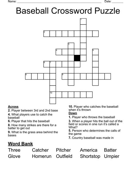 Baseball Crossword Puzzle Baseball Firsts Printable C Vrogue Co