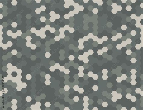 Seamless Modern Army Camouflage Hexagon Gray Pixel Texture Abstract