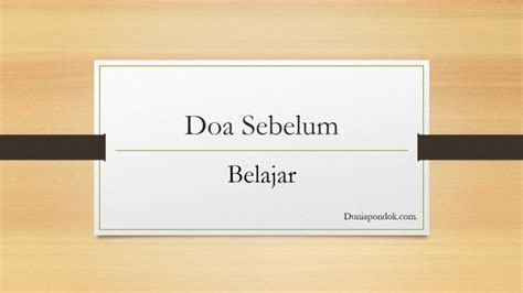 Doa-doa Indah: Doa Belajar Islam