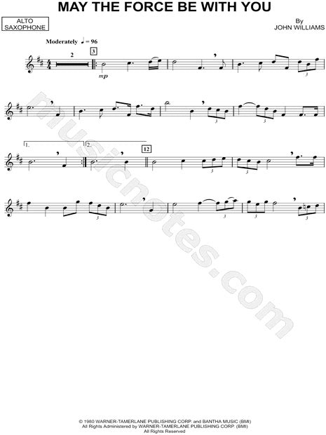 May The Force Be With You Alto Sax From Star Wars Sheet Music