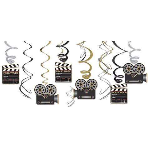 Clapboard Hollywood Swirl Decorations 12ct Party City