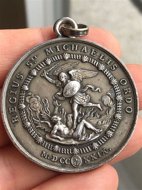 Reserved For D Saint Michael Medal French Vintage Catholic Jewelry