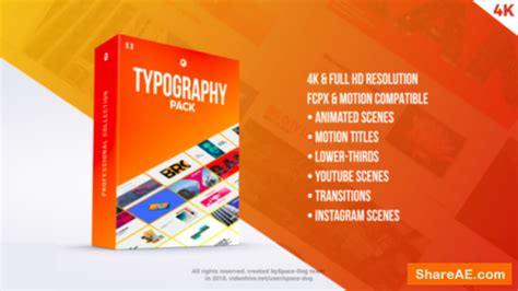 Amazing after effects templates with professional designs, neat project organization, and detailed, easy to follow video tutorials. Videohive Typography Pack PRO | FCPX - Apple Motion » free ...