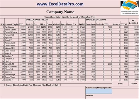 Salary Excel Sheet Template Imagesee