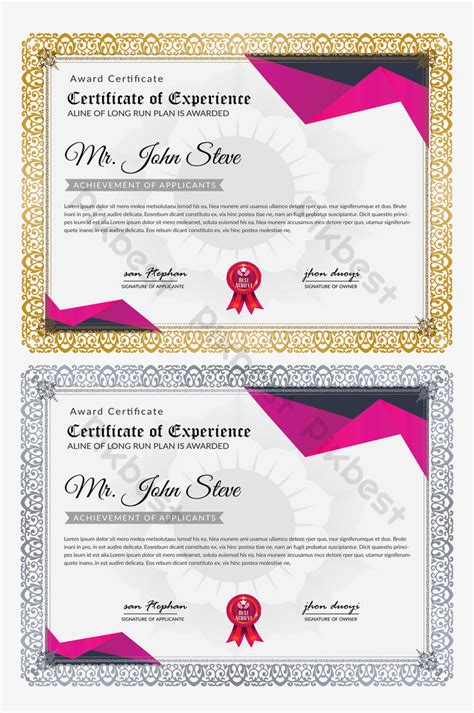 Award Certificate And Diploma Template With Purple Vector Psd Free