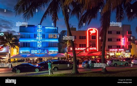 Ocean Drive Hotels Miami Beach Florida Usa Stock Photo Alamy