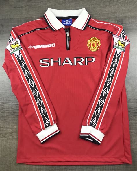 Retro Manchester United 1998 99 Long Sleeve 7 Beckham Soccer Jersey