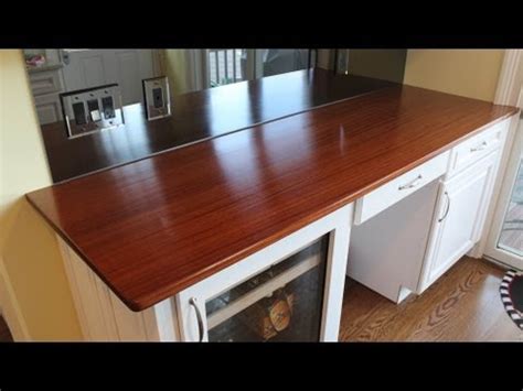 If you need an uneven number of boards to cover the depth of your countertop, make sure it's the board closest to the wall you rip down to the right width, not the front board. How to build a wooden counter top part 3 finished and ...