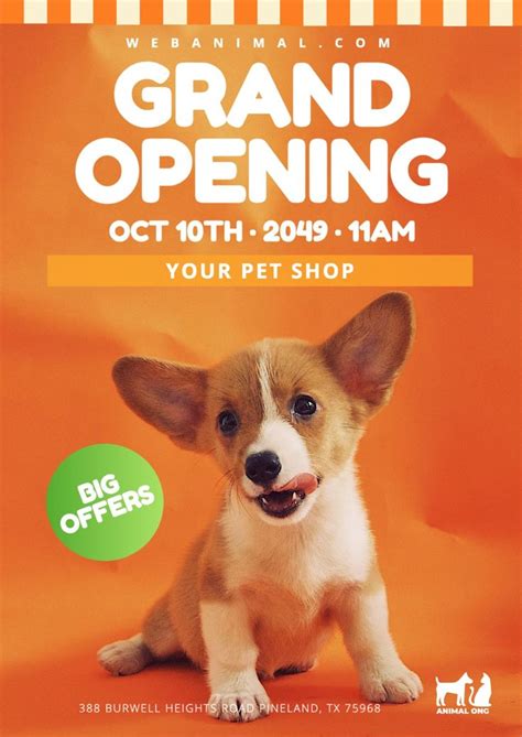Grand Opening Pet Shop Custom Poster Pet Shop Pet Store Pet Advertising