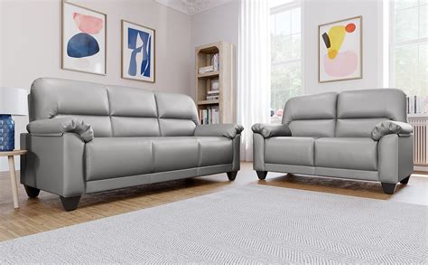 Kenton Small Light Grey Leather 32 Seater Sofa Set Furniture Choice