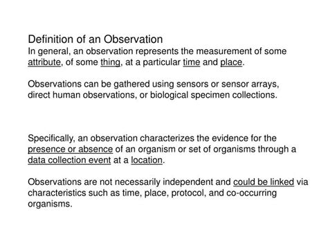 Observation Definition Summittews