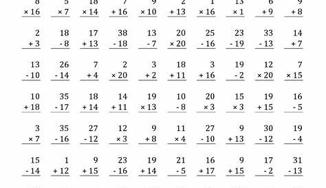 Addition Multiplication And Subtraction Worksheets - Free Printable
