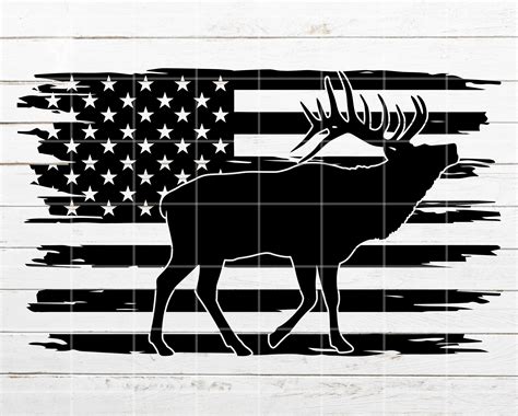 Elk Svg Distressed American Flag Svg Hunting Svg Patriotic Etsy New