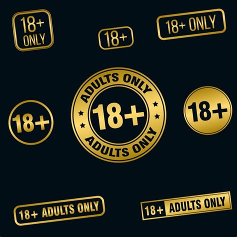 premium vector set of 18 golden sign badge collection of adults only golden banners badges